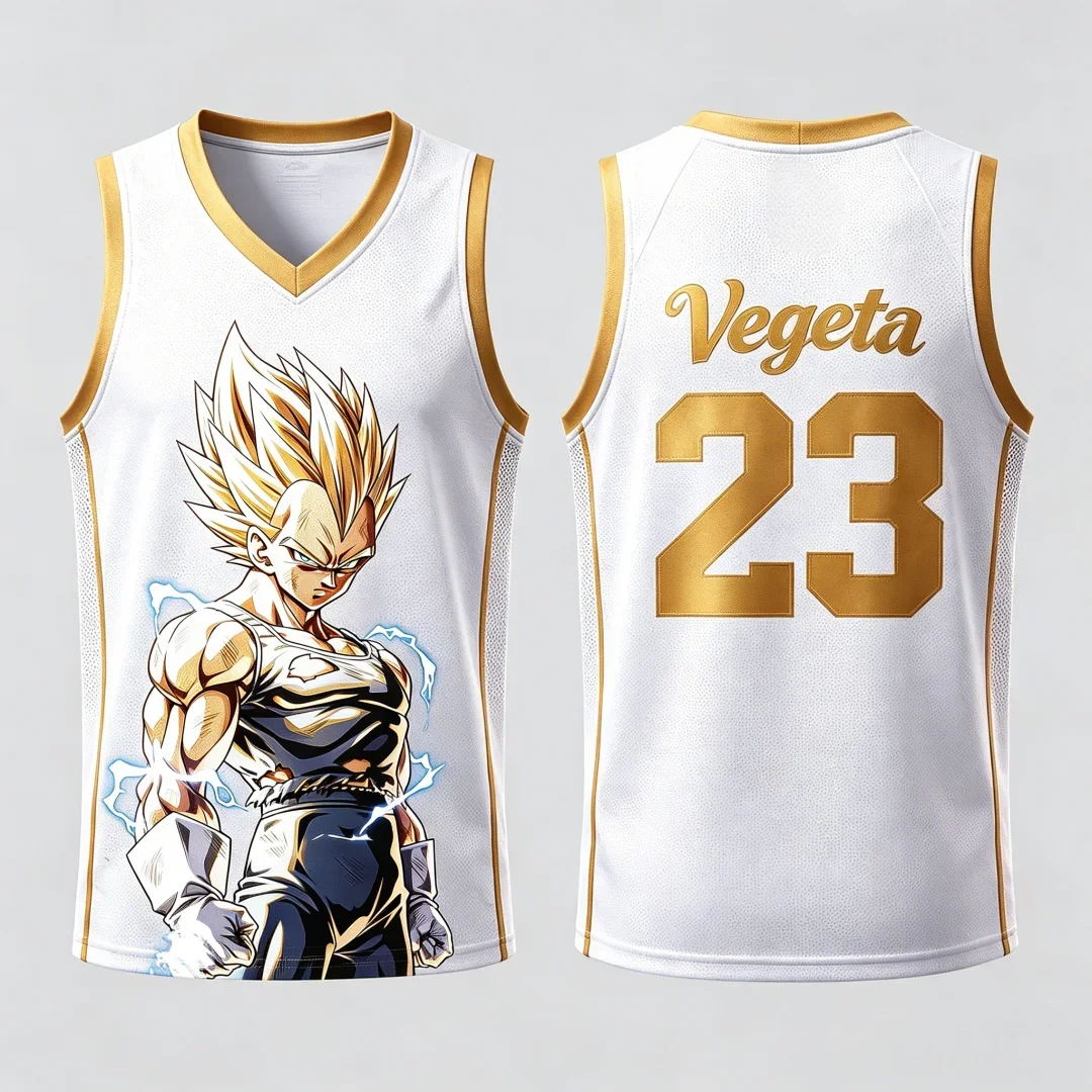 26Dragon Ball Vegeta Super Saiyajin # 23 Basketball-Trikotweste, atmungsaktive Sportbekleidung mit Anime-Motiv, Streetwear für Eltern und Kinder – Detail 12