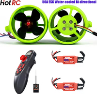 Underwater Jet Boat 2KG 4-Blade CW CCW Thruster / 50A Brushless ESC Water-cooled / Radio System Transmitter DS600 For RC Boat