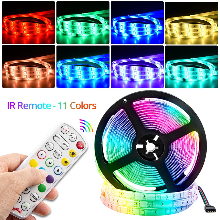 5m rgb luz led 5050 5v fita usb bluetooth ir remoto tv fundo barra de luz sala jogo festa família decoração luz da noite