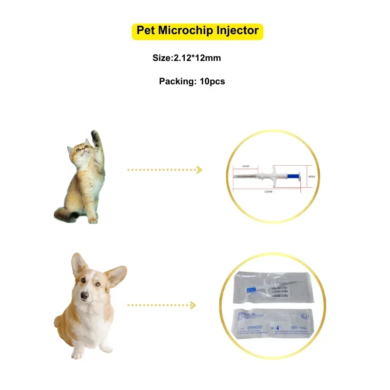 ISO 11784 Certified RFID Microchip 10-Pack - 2.12x12mm Bioglass Tags for Pets/Reptiles