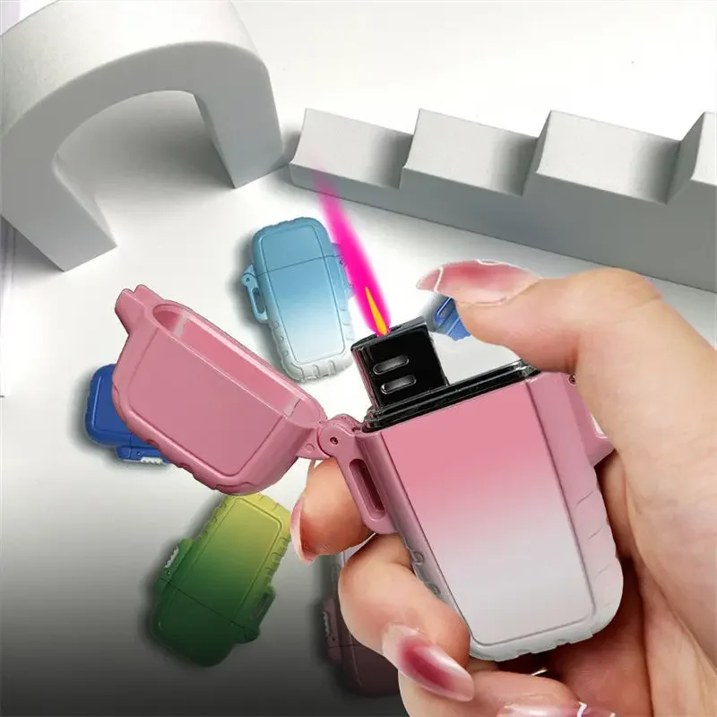 

New Outdoor Gradient Inflatable Lighter Windproof and Waterproof Butane Torch Jet Pink Flame Detachable Lighter Smoking Gift