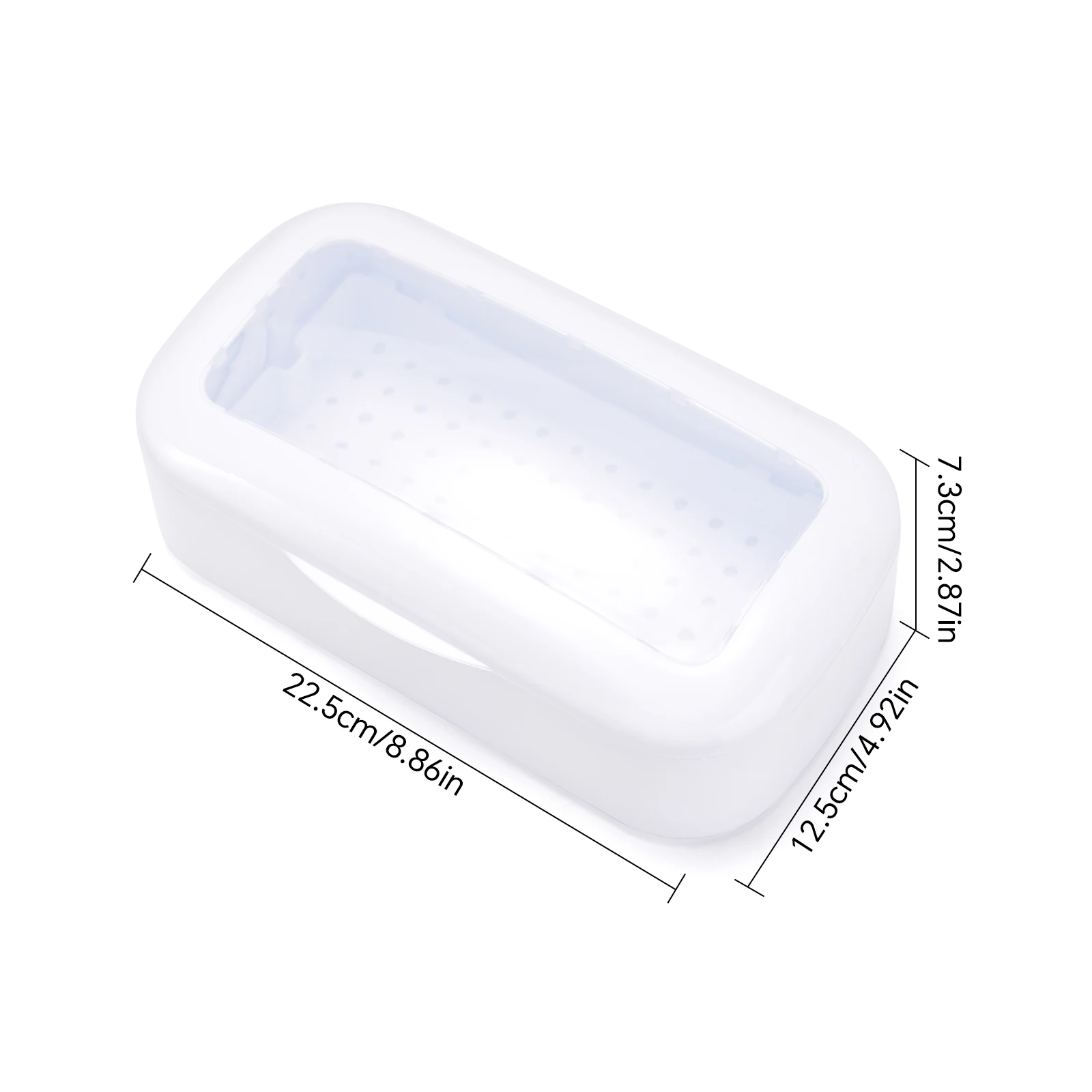 Caixa esterilizadora de ferramentas para unhas, com bandeja removível, abs, cabeça de polimento branca, caixa de desinfecção, armazenamento para ferramenta de manicure