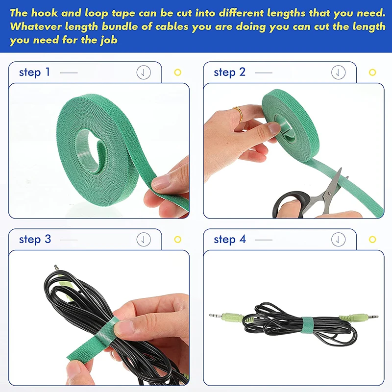 5メートル/ロール10/15/20/25/30/50ミリメートル再利用可能な固定テープケーブルネクタイ両面フックロールフックとループストラップワイヤコードオーガナイザー