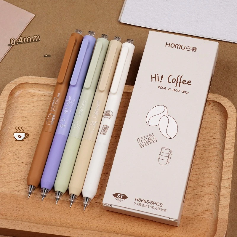 

40pcs Low Center of Gravity Coffee Gel Pens for Student Writing Supplies Wholesale Korean Stationery Cute Pens 0.4mm Gel Pen Set