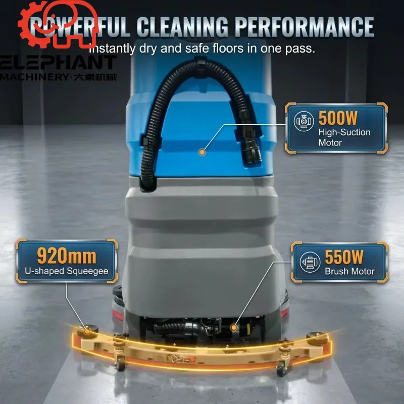 Customized Industrial Ride-on Floor Scrubber Efficiency 90L Large Tank Sweeper Floor scrubber 24V Battery For Large Underground