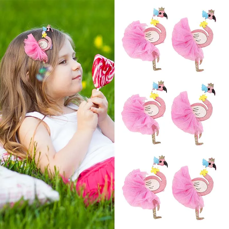 Oaoleer 2Pcs/set New Flamingo Hairpin For Baby Girls Cartoon Animal Hair Clips Barrette Kids Headwear Boutique Hair Accessories