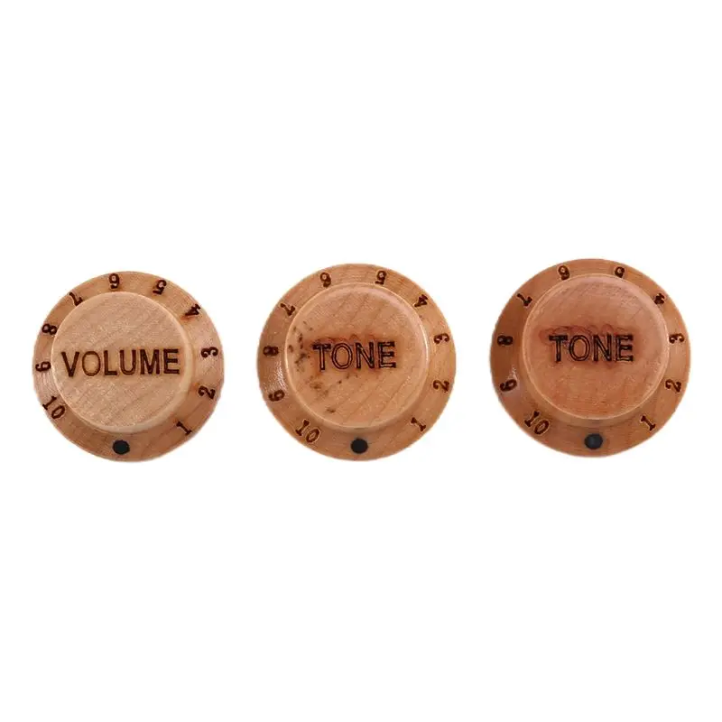 

Classy-3Pcs Wood Guitar Knobs Wood Control Volume Tone Buttons Electric Accessories Replacement Caps For Bass Potentiometer