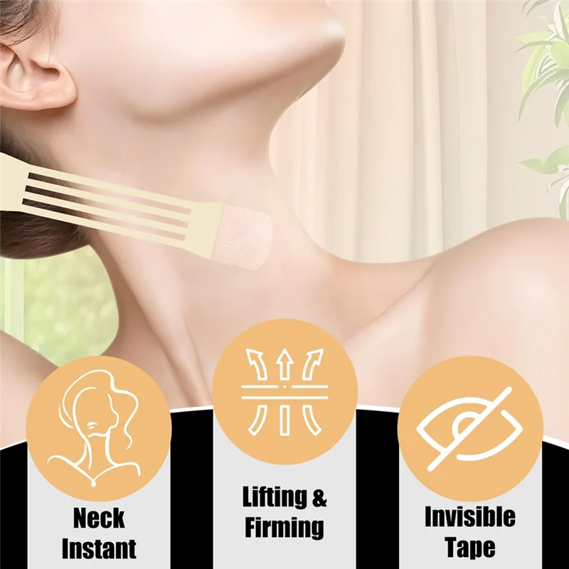 FORC-Neck Firming Neck Face Lifting Tapesinvisible Firming Instant Necktape Lift Turkey Necks High Elastic Breathable Lift Strap