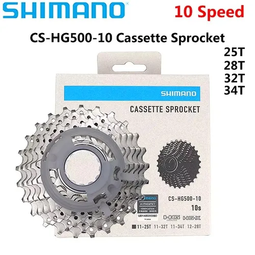Shimano CS HG500 piñón de Cassette bicicleta de carretera de 10 velocidades para carriles de transmisión de carretera 10s 10v 12-28T 11-25/32T/34T rueda libre
