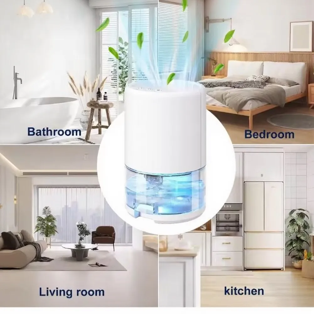 

Compact Dehumidifier with 7-Color RGB Ambient Light for Bedrooms Bathrooms Basements Garages 154x154x250mm ABS White Black
