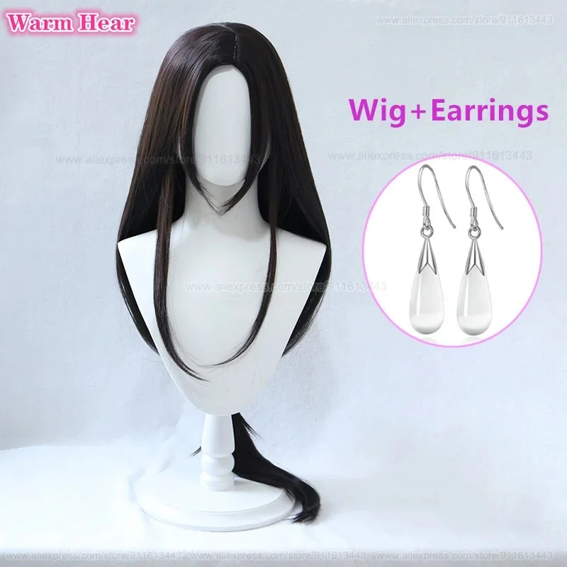 x;3,f6'b7\g, Lockhart Cosplay Wig Anime 90cm Black Brown Long Straight Tifa Heat Resistant Hair Halloween P5;h7'b8\f,4/