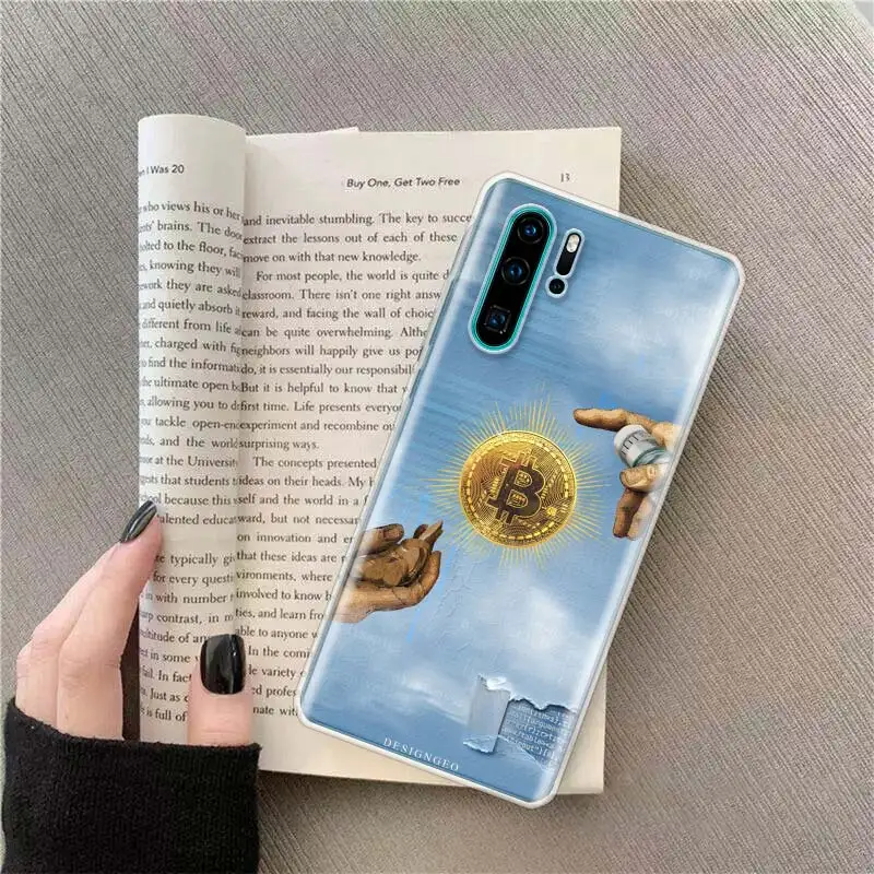 Virtual currency bitcoin Phone Case For Huawei P50 Pro P10 P20 P30 P40 Lite Cover Mate 40 30 20 10 Lite Capa Shell