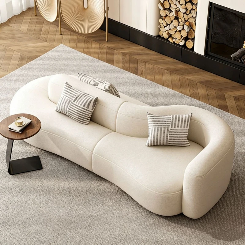 Leather curved special-shaped sofa living room light luxury high-end reception sofa