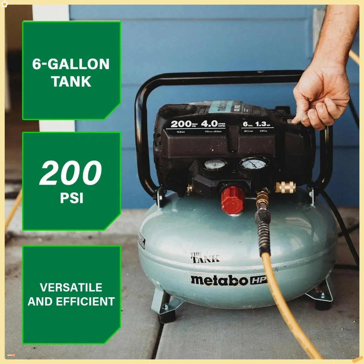 Compressor de ar 6 galões 200 PSI, compressor de panqueca portátil para enquadramento de nailers, revestimento, telhados, modelo EC914S