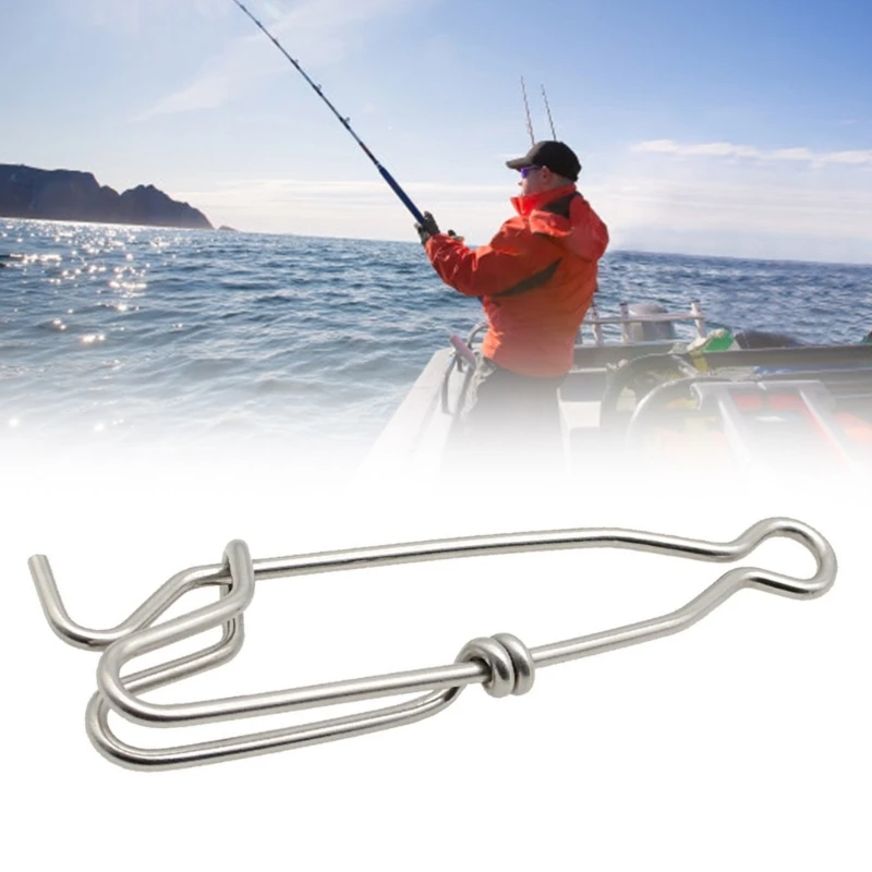 Tackle Baits Clip Branch Hanger Snap Stainless Fishing Line Clips Fishing Connectors Tackle Long Line Snap Clip 24BD