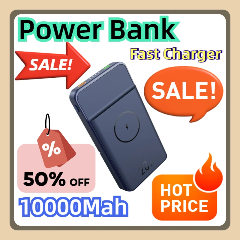 

For IPhone 12 13 14 Pro Max Charging for Apple Watch Usb Type С 10000Mah Magnetic Wireless Power Bank 20W Fast Charger