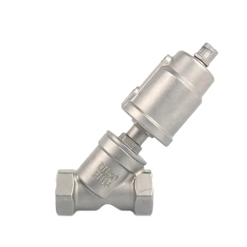 DN40 Stainless Steel Pneumatic Actuator Angle Seat Valve Pneumatic Seat Valve 16bar For Steam Gas Oil Normally Closed