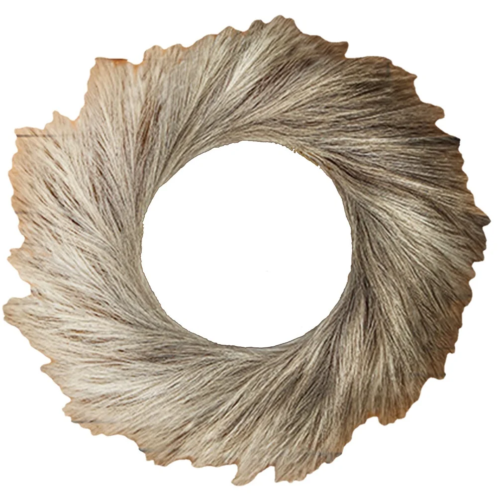 Faux Pampas Grass Wreath for Christmas Decor - 24Inch Fall Wreath with 11Inch Inner Ring, Farmhouse Wreath(Warm Brown)