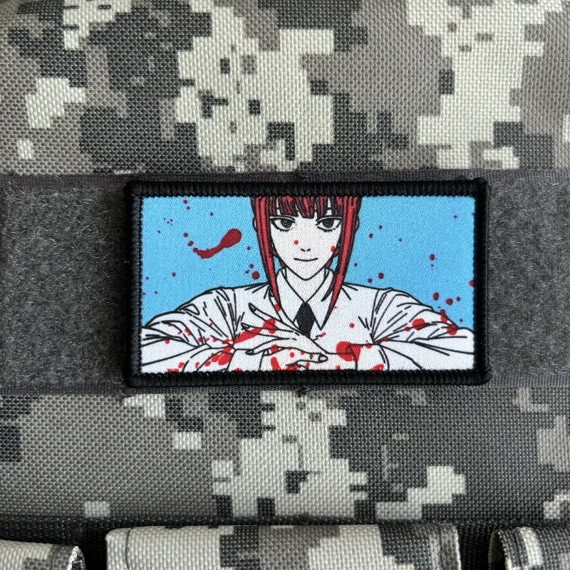 Makima Blood Morale Badge Anime Girl Eyes Character Patch Chainsaw Man Hook and Loop Printing Tactical Military Backpack Sticker