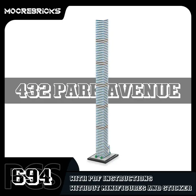 MOC-148530 432 Park Avenue Model Building Blocks City Street View Architectural Technology Bricks Assembling Toy Sets Gift