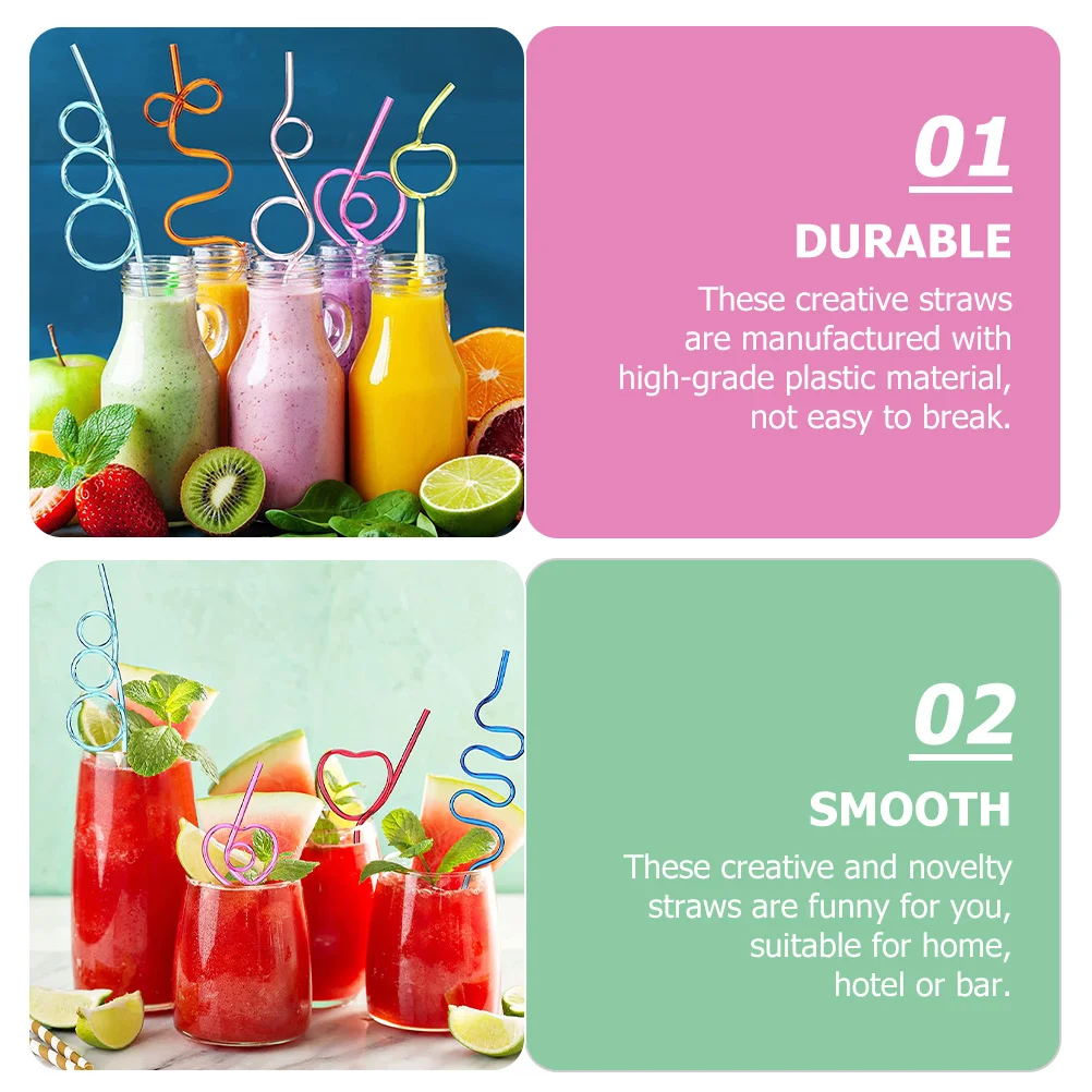 

20Pcs Crystal Plastic Straws Creative Drinking Straws Novelty Funny Party Supplies Heart Sea Decorative