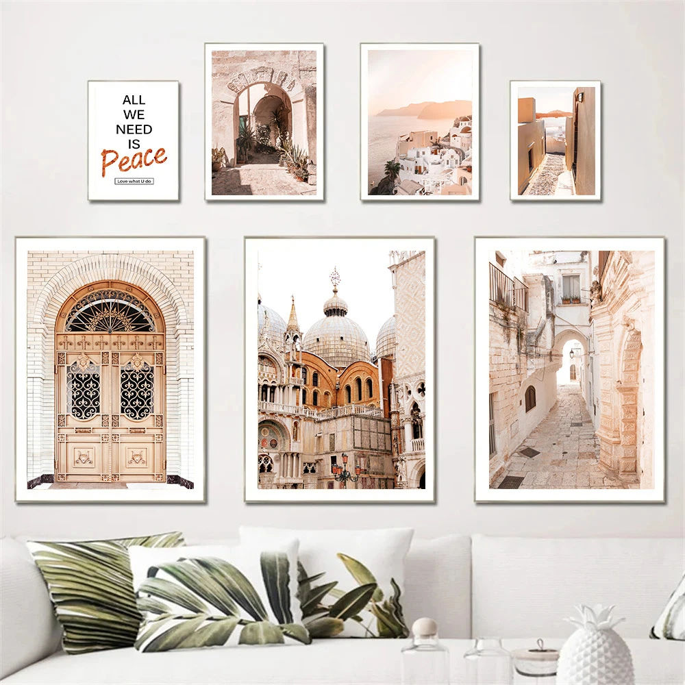 Italy Landscape Posters Door Architecture Canvas Painting Wall Art Print Nordic Poster Wall Pictures Living Room Home Decoration