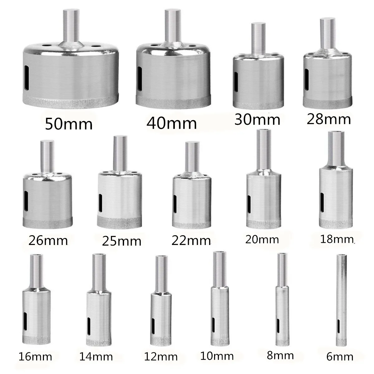 

15 шт./компл. 6-50 мм алмазная кольцевая пила, сверло, инструмент для керамического фарфора, стекла, мрамора, сверла
