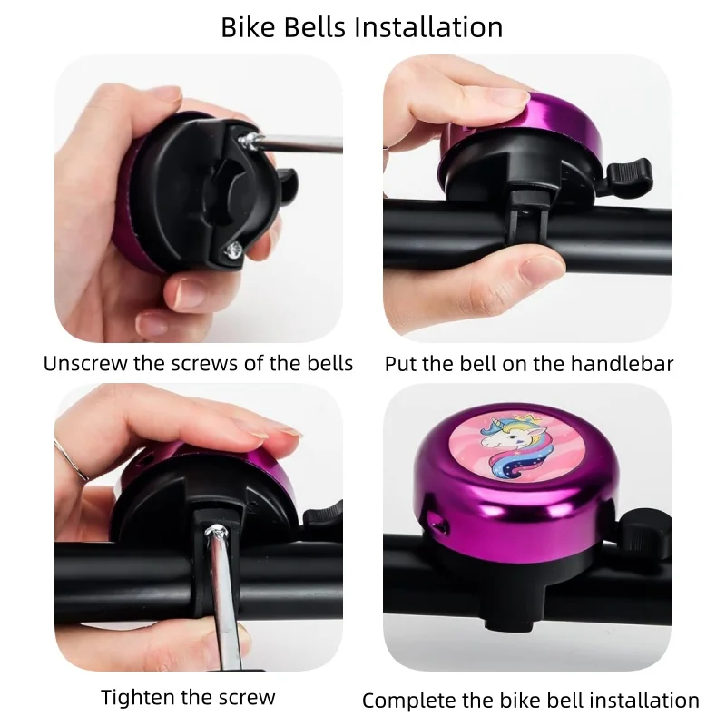 1PC Kids Cartoon Unicorn Bike Bell Loud Warning Alarm Clear Sound Kid Bike Ring Bell Safety Cycling Handlebar Accessories