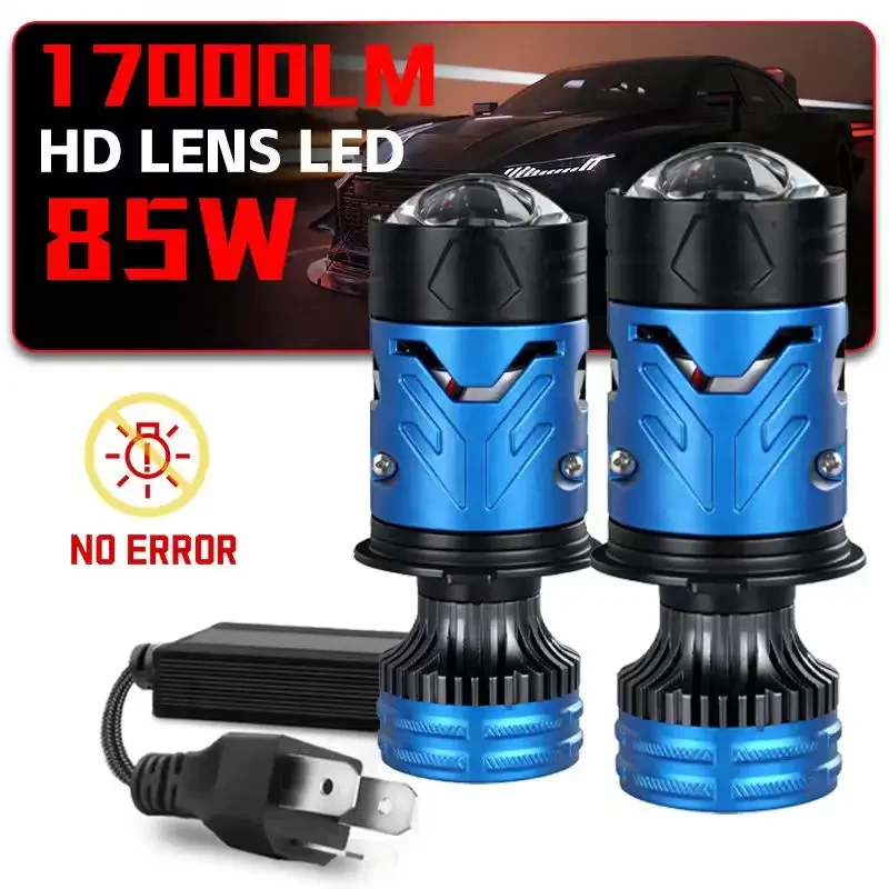 2PCS H4LED Projector Lens Headlight High Low Light Fog Lamp Bulb Plug&Play High Power For Cars & Motorcycles Turbo Auto Bulb 12V