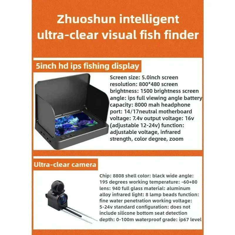 Underwater visual fish finder display fishing camera display night vision waterproof ultra-clear  underwater fishing camera