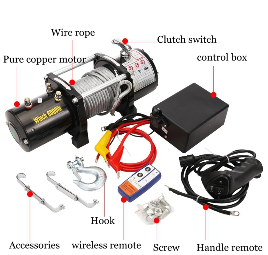 12V24V 3000 lbs vehicle self-rescue off-road winch off-road vehicle winch on-board crane electric winch