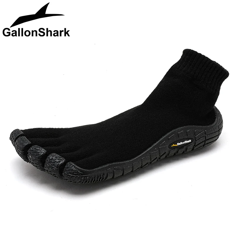 Fleece-Lined Five Fingers Shoes, Warm Barefoot Socks Shoes for Indoor Yoga, Home Workout