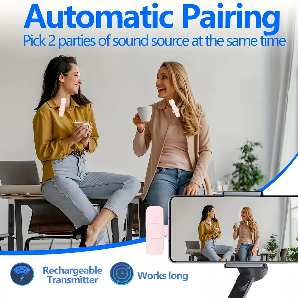 Micrófono de solapa inalámbrico mini para smartphones Type-C para vlogging, TikTok, Facebook, grabación de audio 4