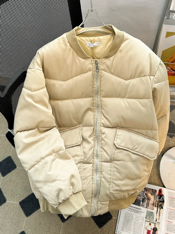 

Men's Thiened Cotton Jaet Winter Outerwear Loose Fit Faionable Ci Sle Zipper Closure Warmth Guaranteed Casual Wear