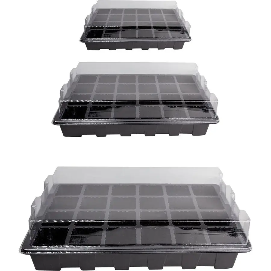 

10 Pack 240 Cells 24 Grow Trays with Humidity Dome and Cell Insert Mini Propagator for Seed Starting and Growing Healthy Plants
