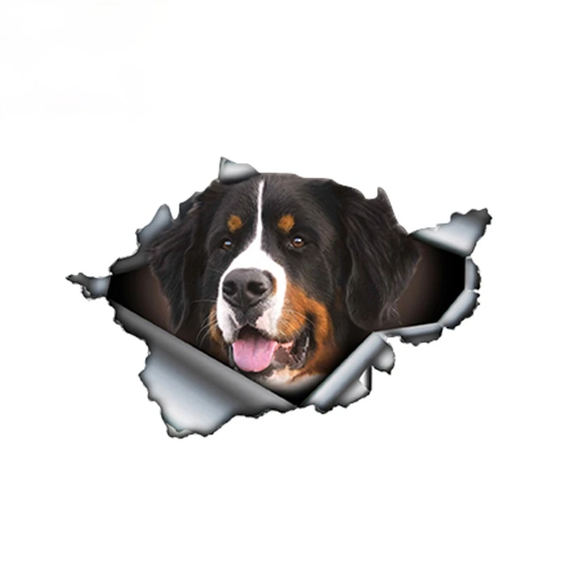 13/17 CM Lovely Bernese Mountain Dog Car Sticker Torn Metal Decal Stickers Waterproof Car Styling Pet Decals M104