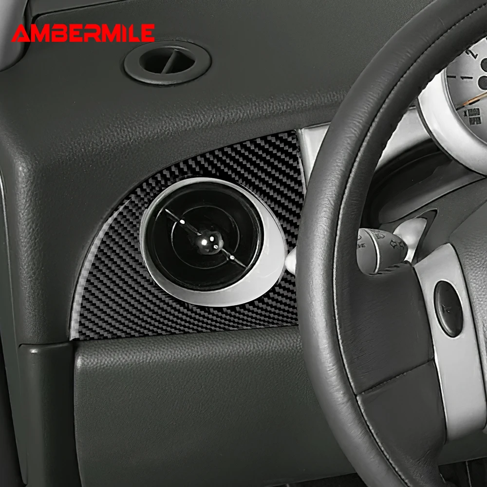 For Mini Cooper Hatch R50 R53 2001 2002-2004 Car Dashboard Console Side Air Outlet Cover Trim Soft Carbon Fiber Interior Sticker