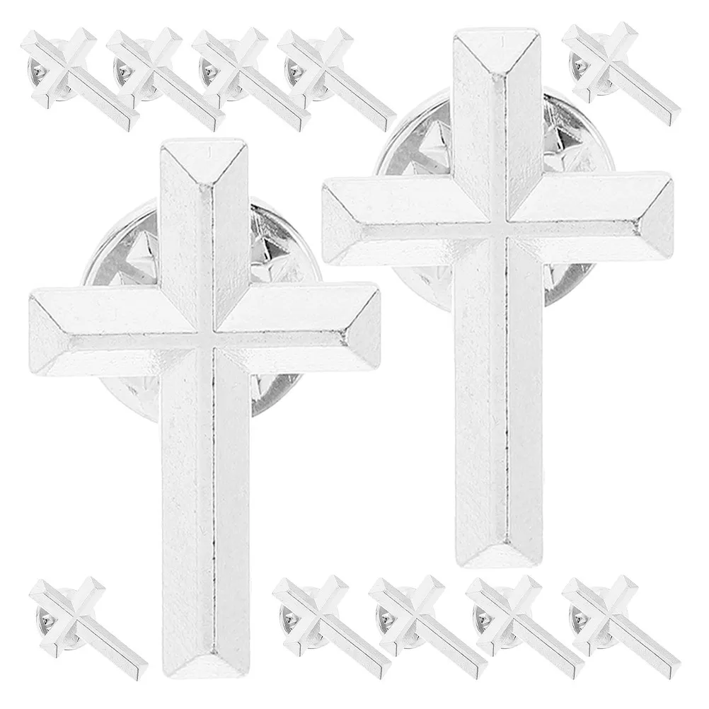 12Pcs Alloy Cross Pin Lapel Brooch for Clothing Hats Accessories DIY Metal Stickpins Unique Cross Design Jewelry
