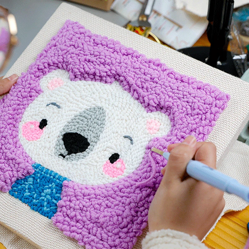 DIY Embroidery Punch Needle Kits Cute Animal Wool Poke Stitch Embroidery Kit Easy Craft knitting needlecraft Set For Beginners H