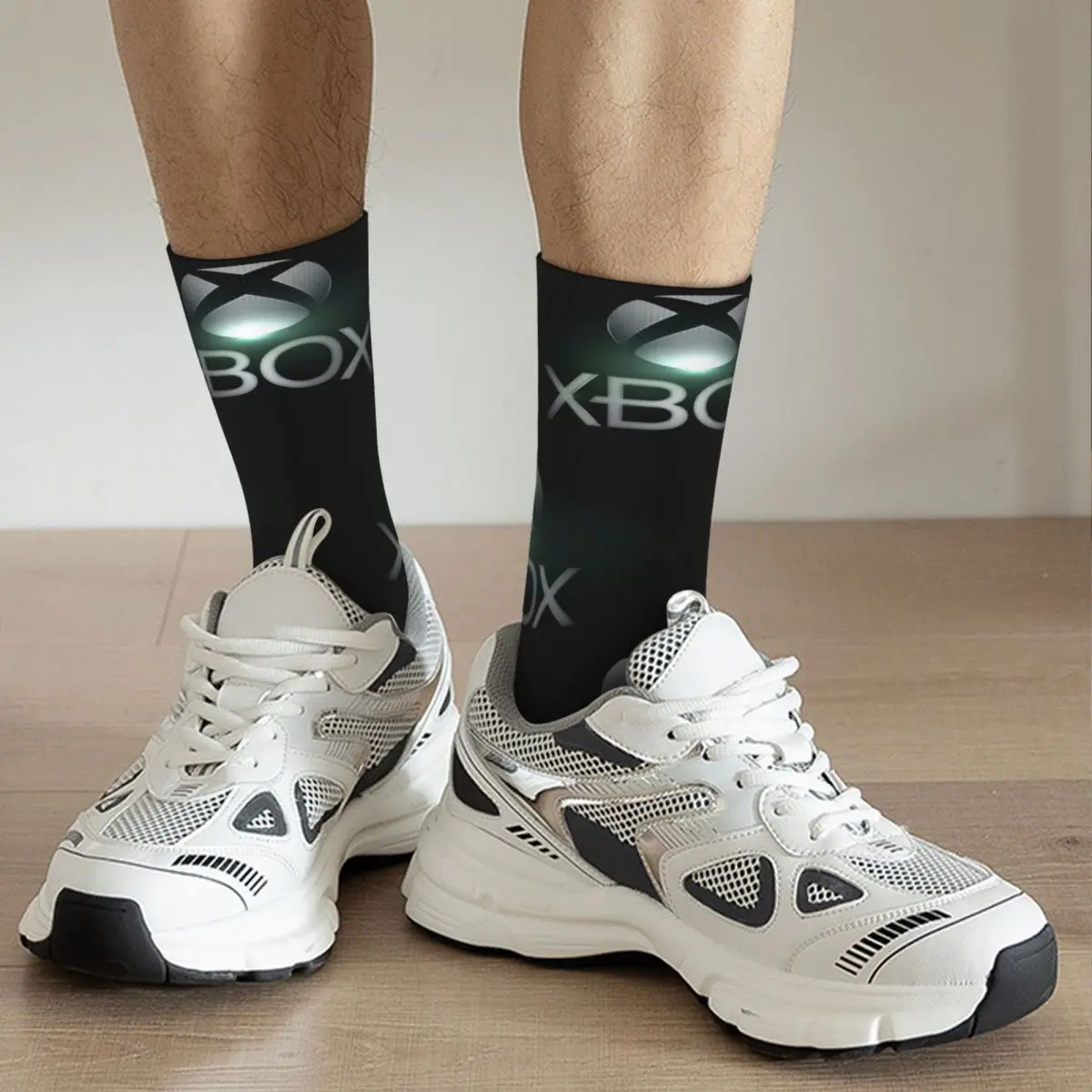 جوارب بشعار Xbox باللون الأخضر، جوارب Harajuku فائقة النعومة لجميع المواسم، إكسسوارات جوارب طويلة لهدية عيد ميلاد للجنسين #6