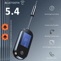 Bluetooth 5.4 Receiver 2 In 1 Transmitter Lcd Display Aux Bluetooth Car Adapter Wireless Audio Transmitter for TV Speakers