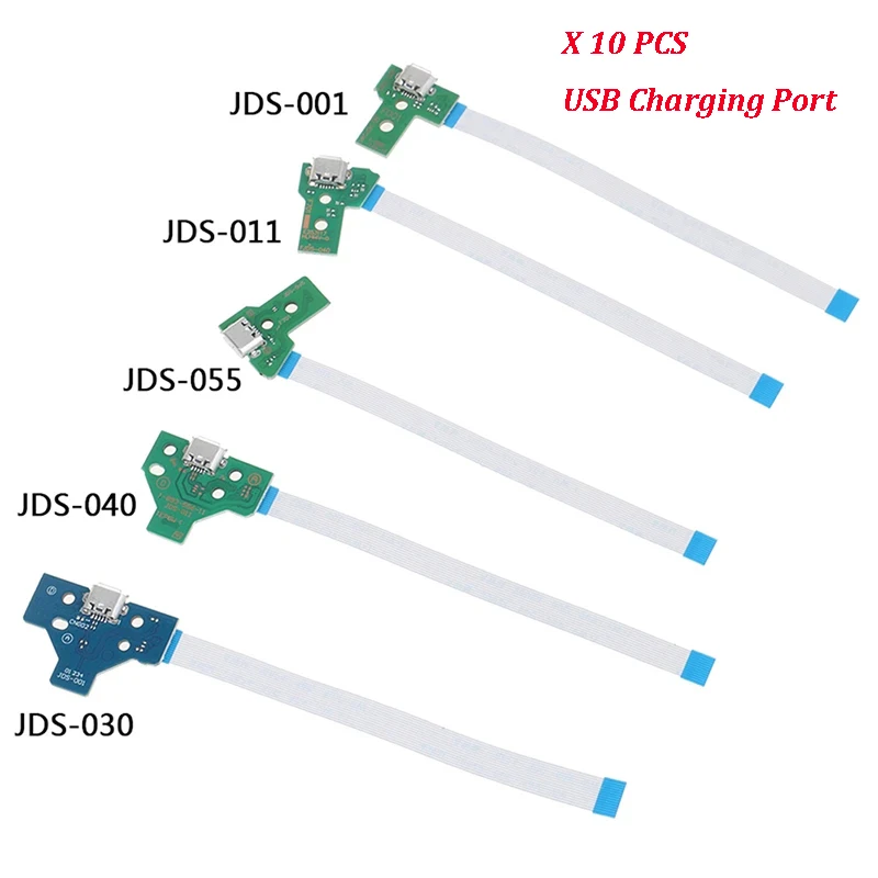 แผงวงจรซ็อกเก็ตพอร์ตชาร์จ USB 10ชิ้นสำหรับ12Pin JDS 011 030 040 055 14Pin คอนเนคเตอร์001สำหรับตัวควบคุม PS4