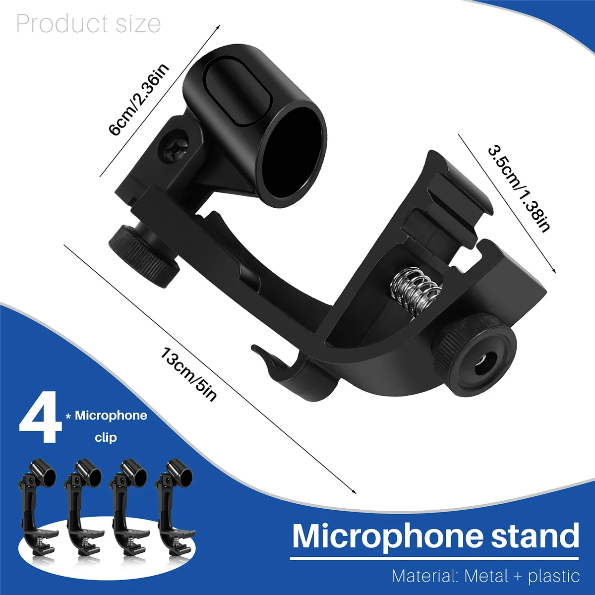 A88X 4 Pcs Microphone Clip Drum Clip Shockproof Microphone Clip Microphone Stand Shockproof Musical Instrument Accessories