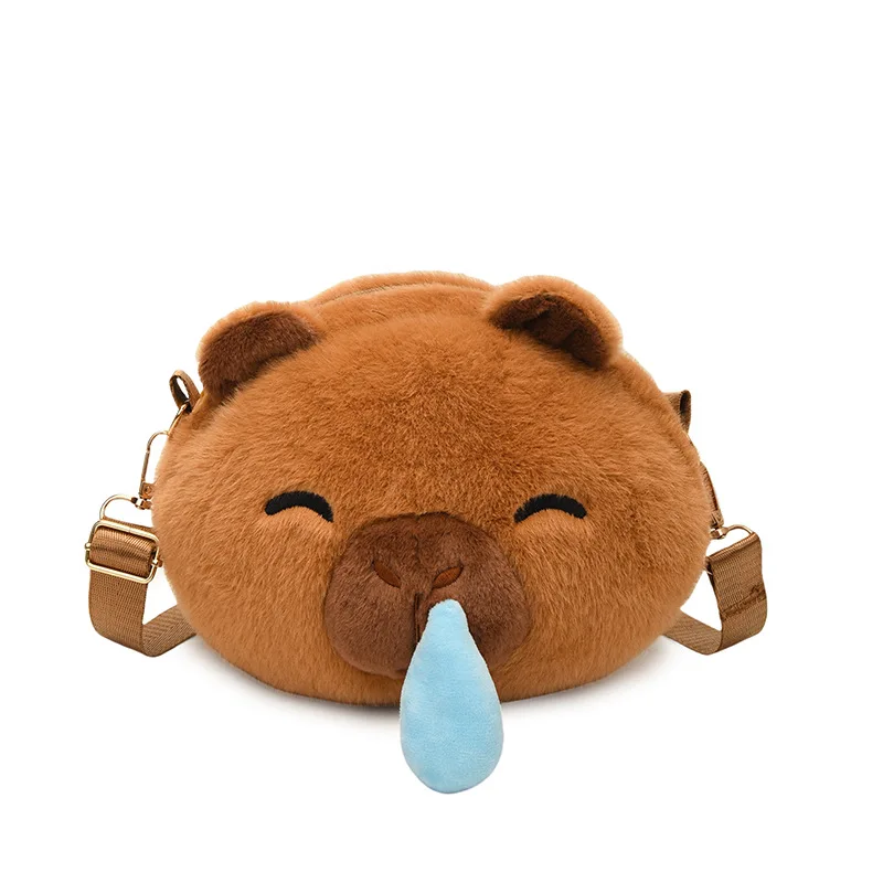 Lindo capibara Snot puede tirar hacia fuera bolso cruzado de felpa monedero de felpa creativo dibujos animados Anime Capybara bolso de hombro regalo de cumpleaños