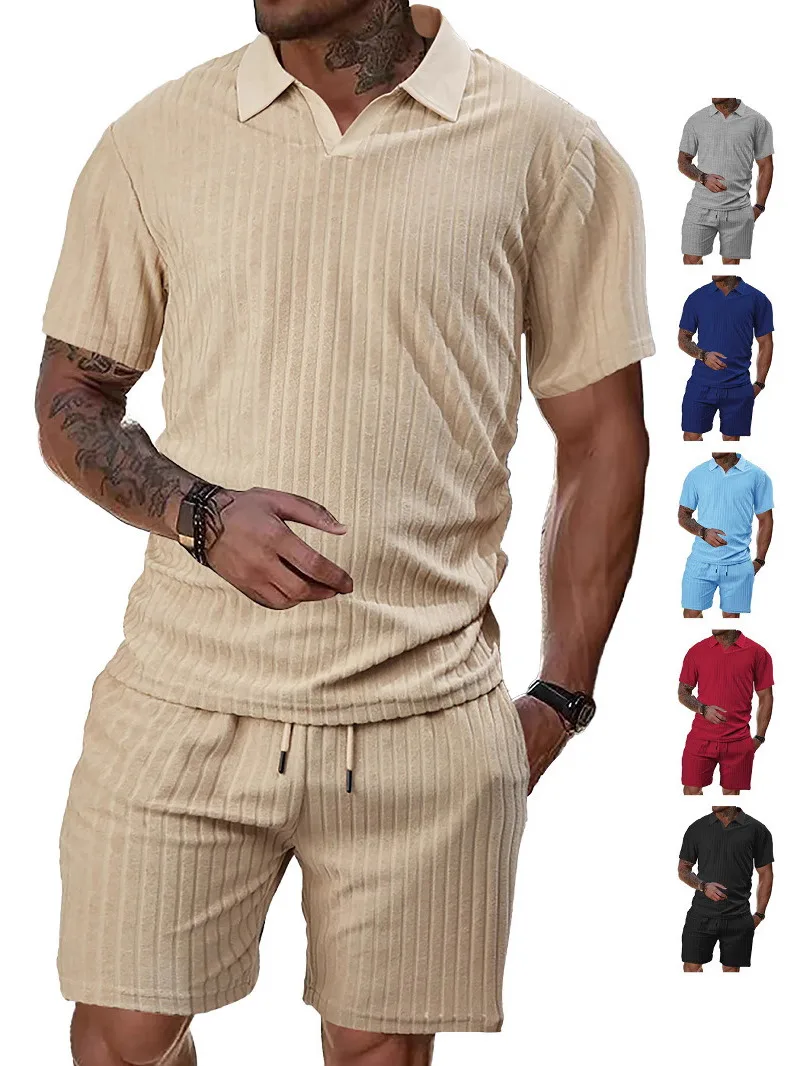 

Мужской летний повседневный спортивный комплект-двойка: дышащий, свободный крой, легкий и удобный костюм