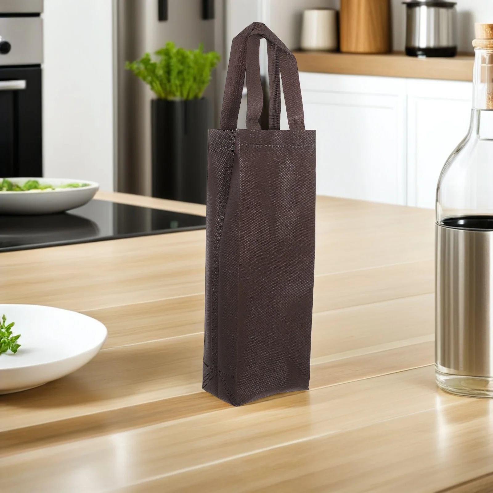 

20Pcs Single Wine Bag Black Thick Non-Woven Fabric Reusable Tote Wine Carrier for Wedding Birthday Dinner Parties Christmas