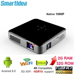 Smartldea Native full hd 1920 x 1080p Smart projector Android 9.0 5G Wifi BT4.1 Build-in 10500mAh battery home video Beamer