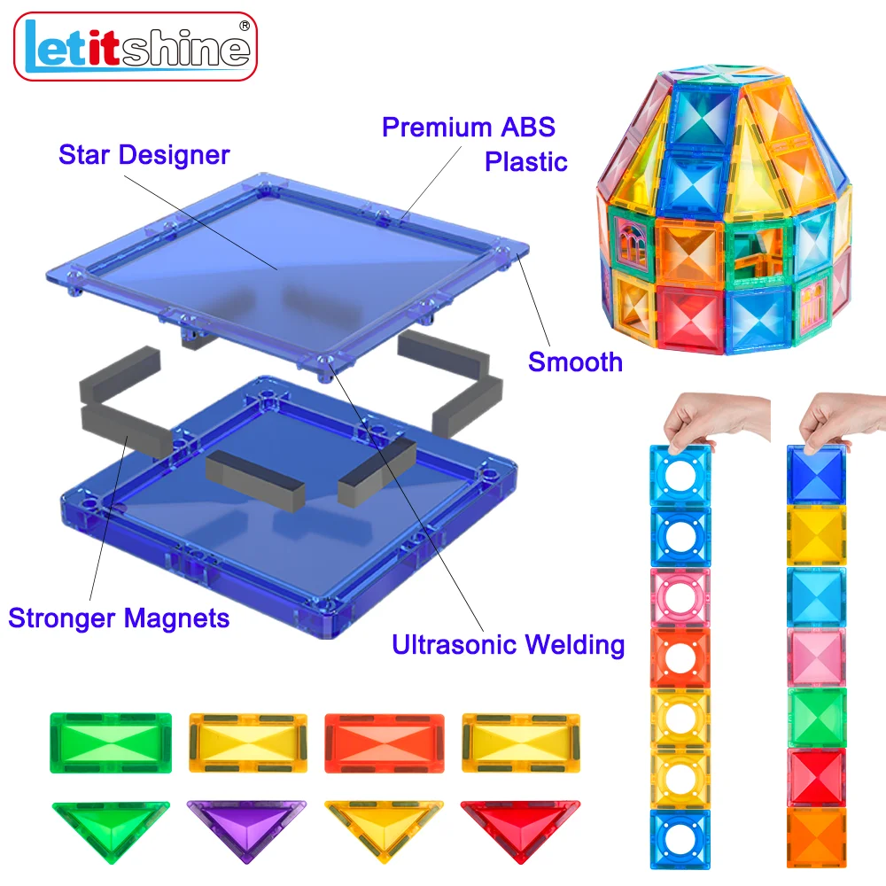 Montessori-Blocos magnéticos para crianças, Telhas de construção, Brinquedos Educativos, Ciência Construção, Magnet Stacking Bricks, Crianças, Meninas, Bebê