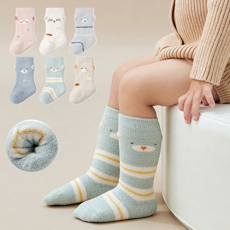 

3 Pairs/Lot Winter Cartoon Baby Socks Warm Soft Kids Socks Baby Toddler Socks For Boys And Girls Accessrioes