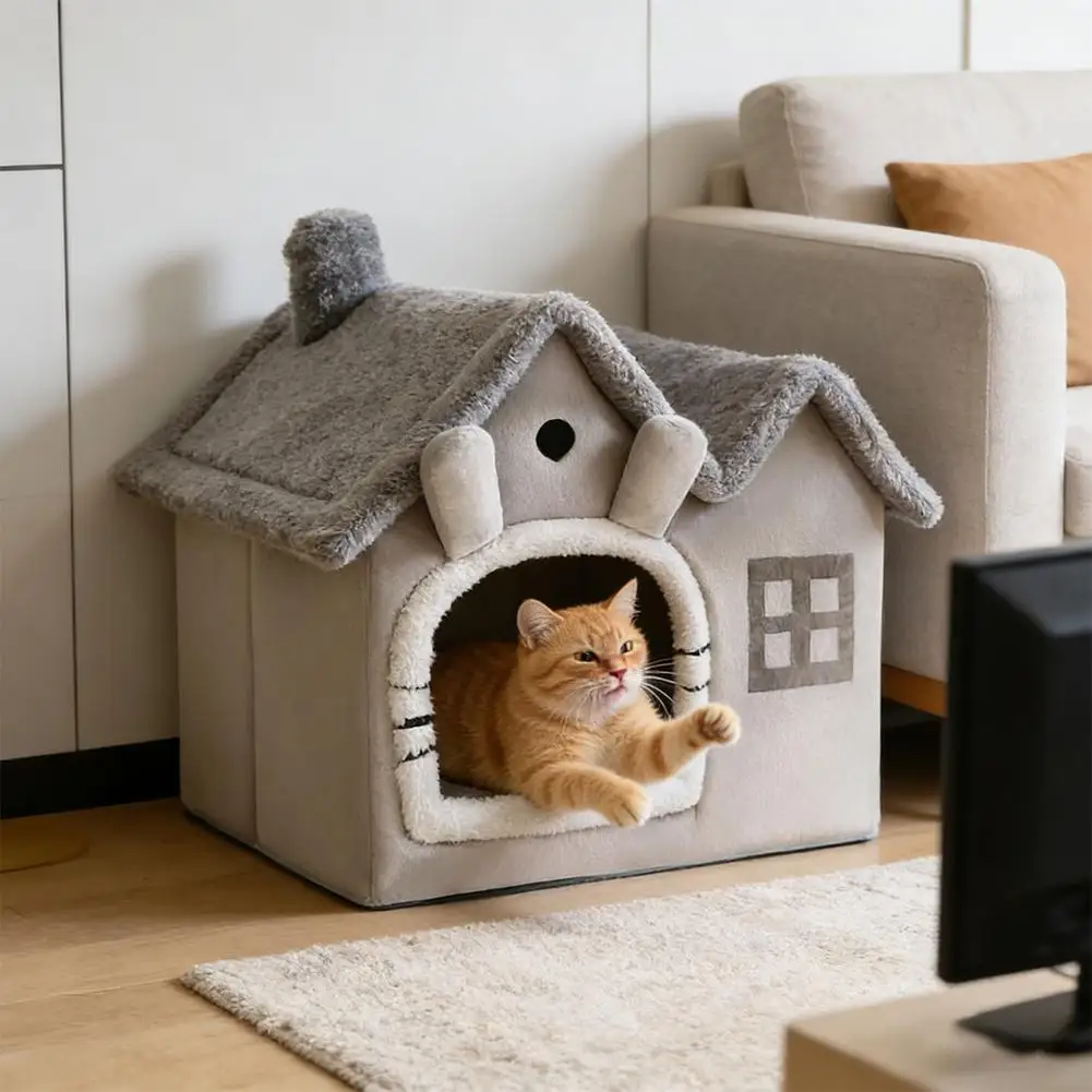 Faltbares Hundehaus, Hundehütte, Bettmatte für kleine und mittelgroße Hunde und Katzen, warmes Katzenbett für den Winter, Haustierprodukte, Korb, Welpenhöhle, Sofa. – Detail 6